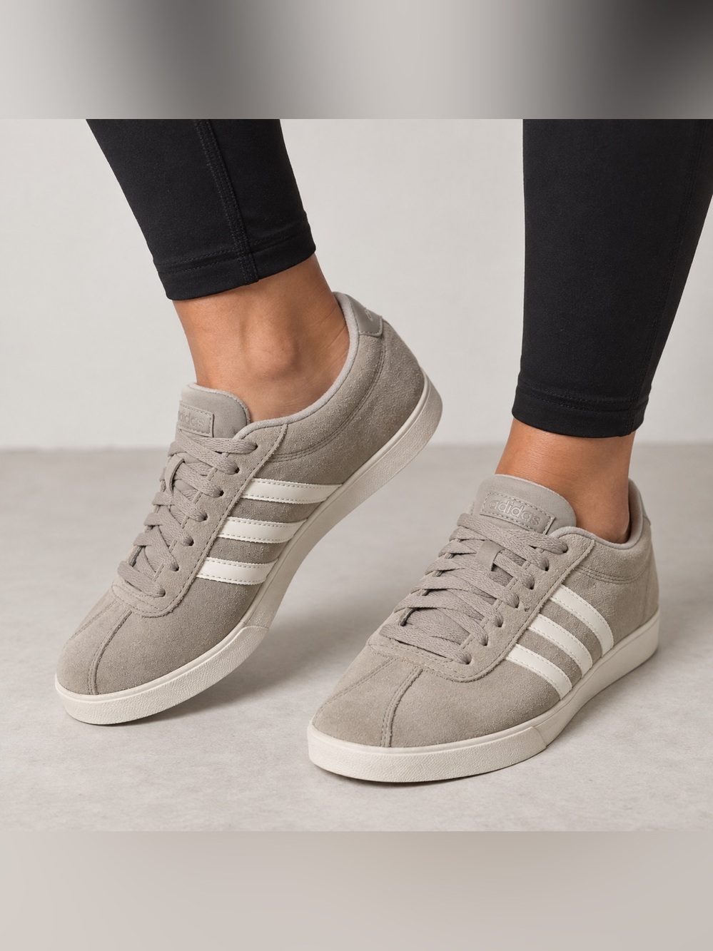 Adidas Women’s Courtset Suede Sneakers Gray White Size 8.5